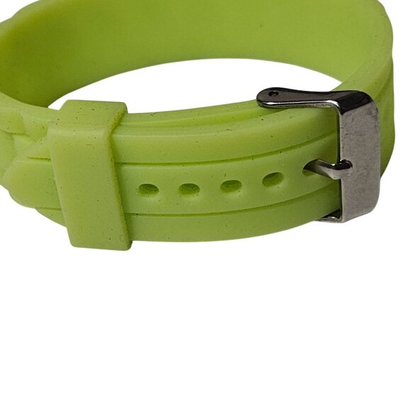 Retro Minimalist Neon Green Silicone Watch Band Textured Design 80s 90s Fashion - Picture 2 of 5
